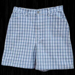 Cherokee Stretch Blue Plaid Shorts - 12